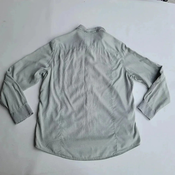 Tasso Elba Mens Grey Green Button Down Long Sleeve Shirt Cotton Tencel Twill M - Picture 2 of 9